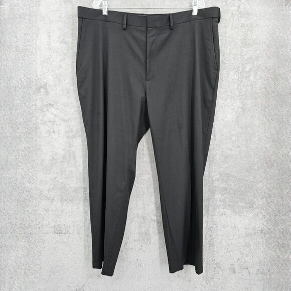 JM Haggar Dress Pants Slacks 42x30 Black Classic Fit Stretch Waist Comfortable - Picture 10 of 10